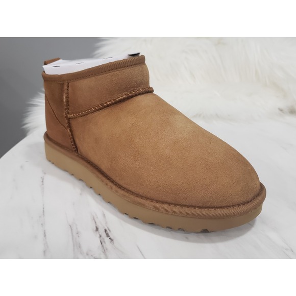 NEW SIZE 7 UGG Classic Ultra Mini Boots Chestnut Shoes 1116109 Brown Slip On - Picture 2 of 7